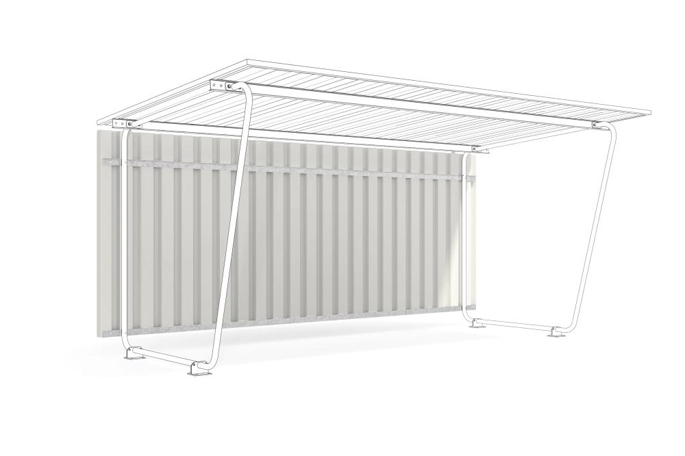 Rückwand Grundfeld aus Polyester RAL 9002 grauweiß für Überdachung Mod. Siegen
