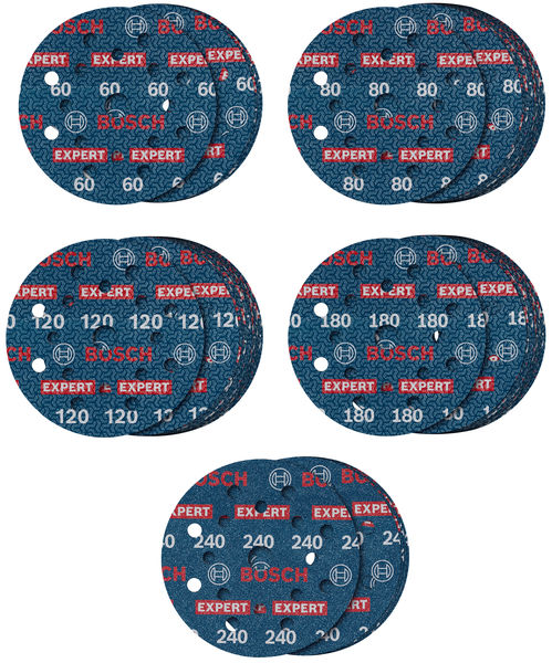 EXPERT O780 Foil Schleiffolie Set, 125 mm, G60/G80/G120/G180, G240, 55-tlg.