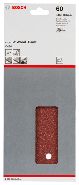 Schleifblatt C430, 115 x 280 mm, 60, 14 Löcher, 10er-Pack