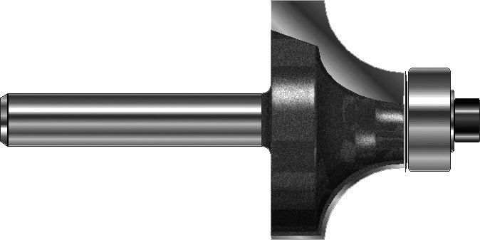 Abrundfräser mit Kugellager D 25,4  mm, L 45,4 mm, L2 13,5 mm