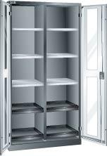 Flügeltürenschrank B1000xT580xH1950mm RAL 5012,Sichtfenstertür Trennwand,10 Böden