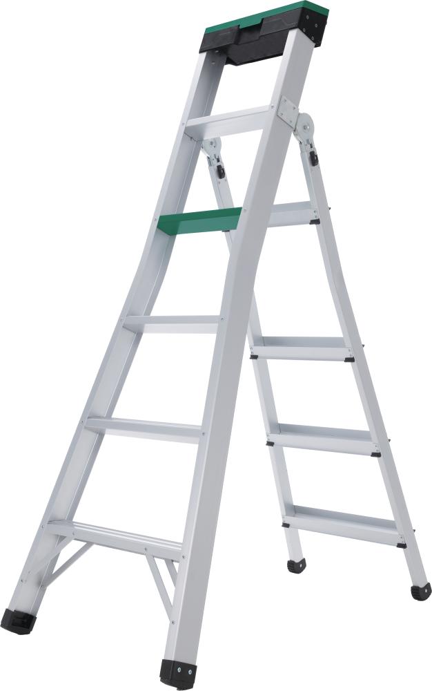 FORTIS 2-in-1 Sprossen- Steh-/Anlegeleiter m. Werkzeugk. Alu 5 SprossenHöhe 1,80m/Höhe 2,95m