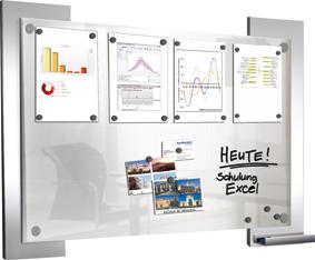 Infoboard Look B1060xH840m. satinierter Glasplatte