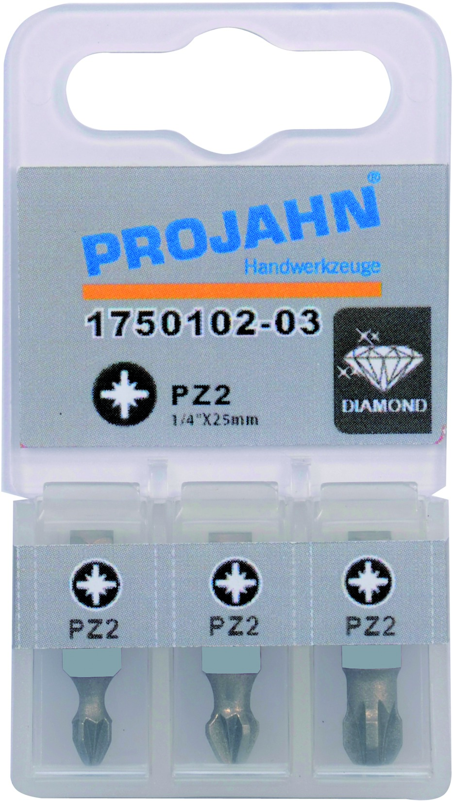 1/4" Bit Diamantbeschichtet L25mm Pozidrive Nr 1 3er Pack