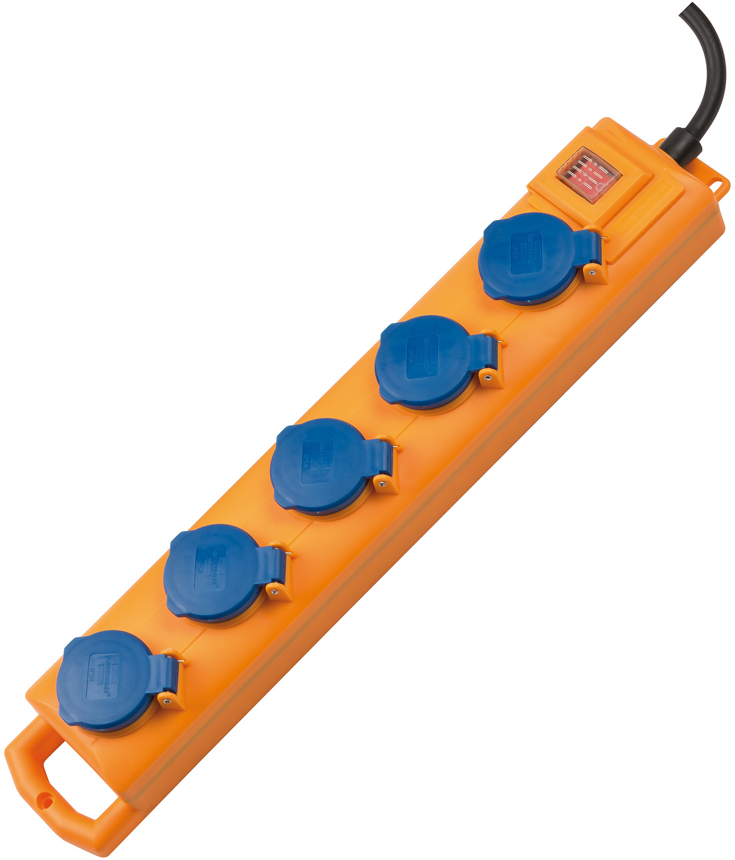 Super-Solid SL 554 DE IP54 Steckdosenverteiler 5-fach gelb/blau 2m H07RN-F3G1,5 mit Schalter