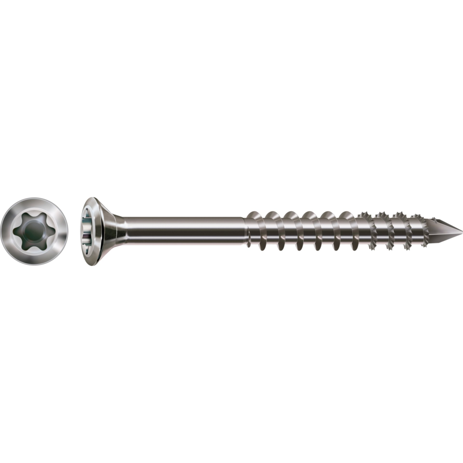 SPAX Fassadenschraube, 4 x 40 mm, 100 Stück, Teilgewinde, Linsensenkkopf extra klein, T-STAR plus T15, CUT-Spitze, Edelstahl rostfrei A2 - 0467000400403