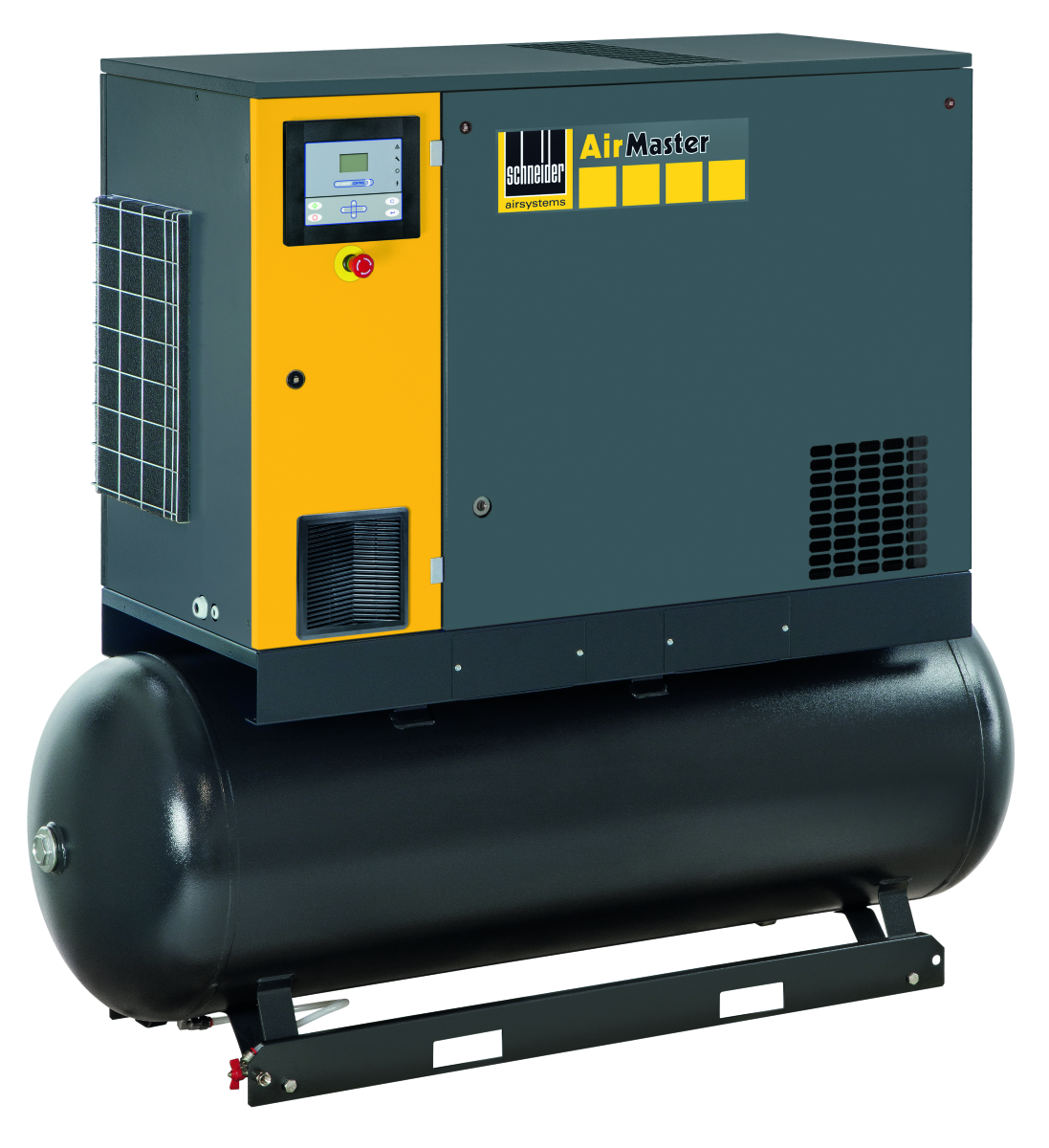 Stationärer Schraubenkompressor AirMaster Variable Speed mit Kältetrockner auf Behälter