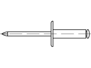 Offene Blindniete ART 88409 Blindniete Alu/St. verz. FLAKO K 12 4 x 10 S normal