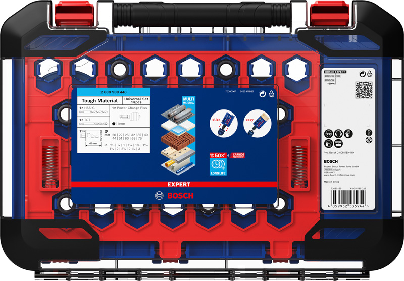 EXPERT Tough Material Lochsäge-Set, 20/22/25/32/35/40/44/51/60/68/76 mm, 14-tlg.