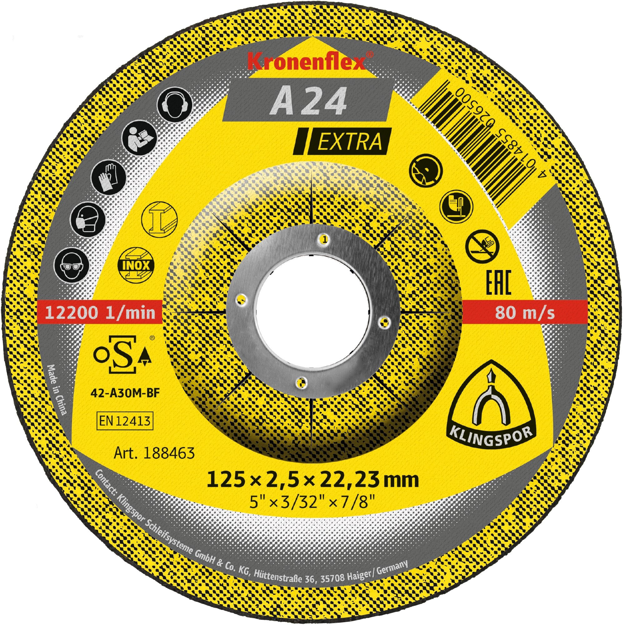 A 24 EX Trennscheiben, 125 x 2,5 x 22,23 mm gekröpft