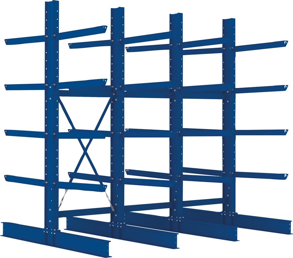 Kragarmregal Heavy B3090xT2x1000xH3000 mm doppelseitig RAL 5010 5 Ebenen Traglast 2020kg
