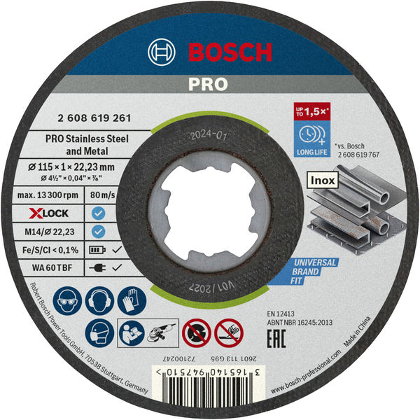 PRO Stainless Steel and Metal X-Lock Trennscheibe, 115x1x22.23 mm, gerade, 10tlg