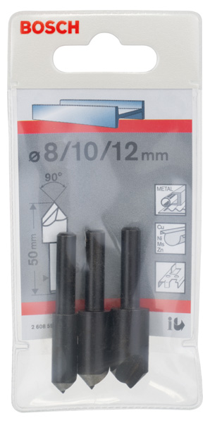 3-tlg. Kegelsenker-Set, 6–8 mm