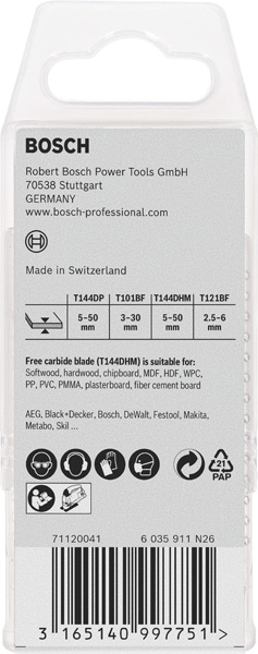 15‑tlg. Stichsägeblatt-Set für Holz und Metall, T-Schaft