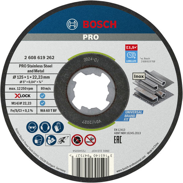 PRO Stainless Steel and Metal X-Lock Trennscheibe, 125x1x22.23 mm, gerade, 10tlg