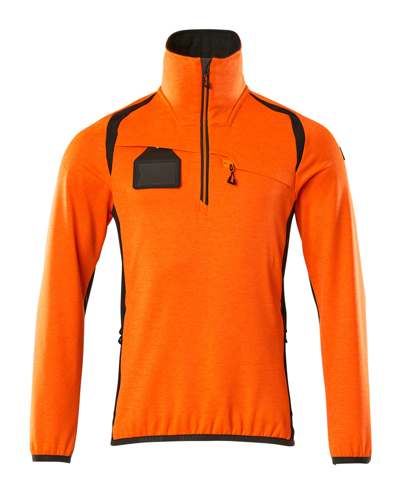 Fleecepullover mit kurzem Reißverschluss Microfleecejacke Größe 2XL, hi-vis orange/dunkelanthrazit