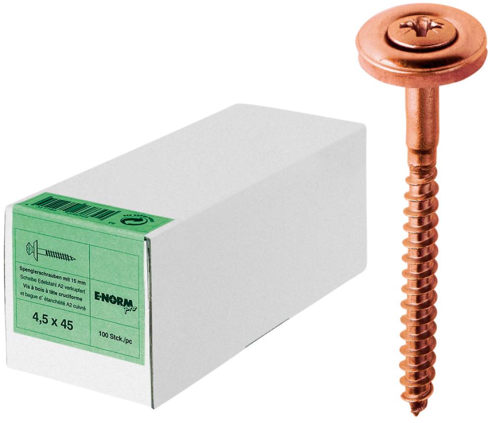 Spenglerschraube A2 CU PZD 2 4,5x25 15 E-NORMpr E-NORMpro