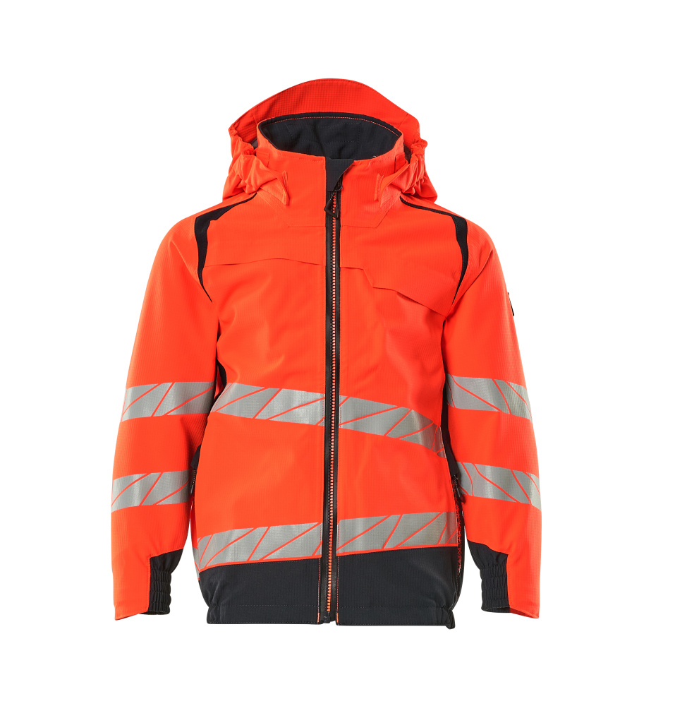 Hard Shell Jacke,Kinder,geringes Gewicht Jacke für Kinder  Größe 104, Hi-vis rot/schwarzblau