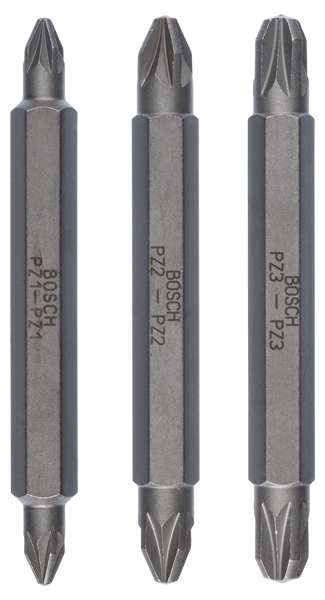 Doppelklingenbit-Set, 3-teilig, PZ1, PZ1, PZ2, PZ2, PZ3, PZ3, 60 mm