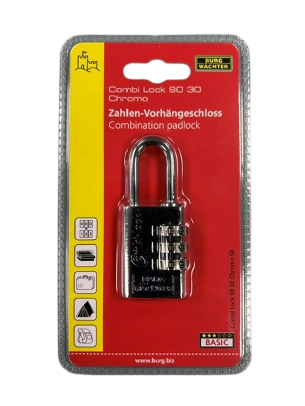 Zahlen-Vorhangschloss90 30 Chromo SB