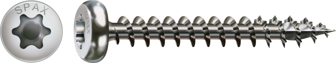ABC Spax T-STAR plus Schraube A2 Halbrundkopf, I-Stern 3,5 x 30 mit 4CUT-Spitze, Vollgewinde, gleitbesch