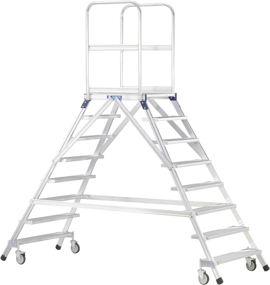Podesttreppe beidseitig 4 Stufen/Gitterrost Podesthöhe 0,96 m ZARGES