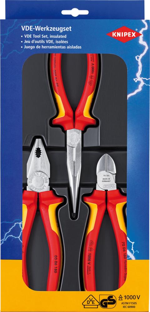 Zangen-Satz Sicherheit VDE 3-teilig KNIPEX