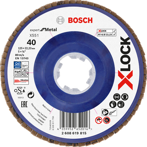 X-LOCK-Fächerschleifscheibe X551, Expert for Metal, K: 40, 125 mm