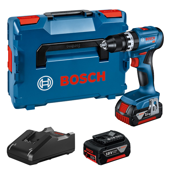 Akku-Schlagbohrschauber GSB 18V-45, 2 x Akku GBA 18V 3.0Ah in L-BOXX