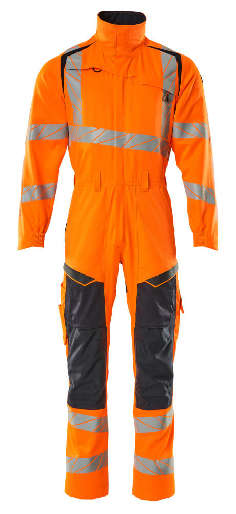 Overall, Knietaschen, Stretch-Einsätze Kombination Größe 2XL, hi-vis orange/schwarzblau