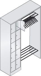 Offene Garderobe B1410xT480xH1950 mm RAL 7035 10 Bügel 1x10 Fächer B190 mm CP