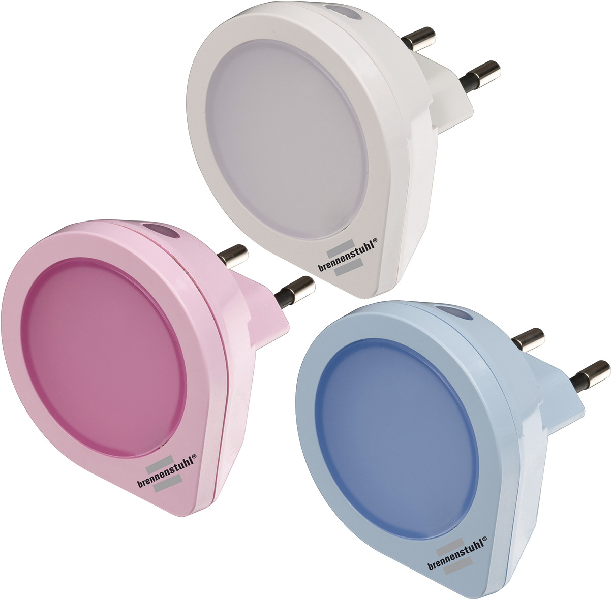 LED-Nachtlicht Set NL 01 QD Set mit Dämmerungssensor 1 LED 1,5lm, 1x weiss, 1x rosa, 1x hellblau
