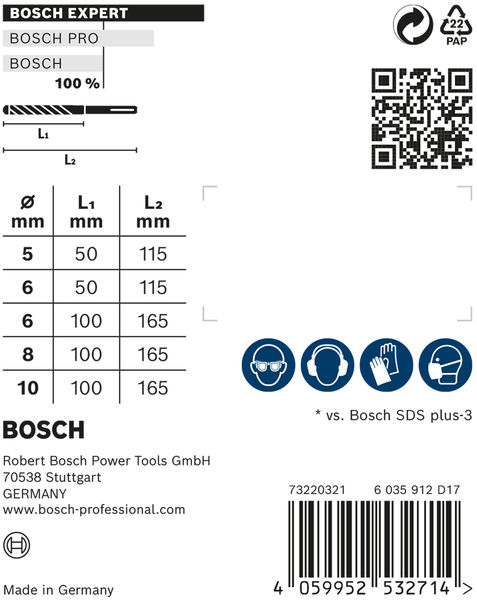 EXPERT SDS plus-7X Hammerbohrer-Set, 5/6/6/8/10 mm, 5-tlg
