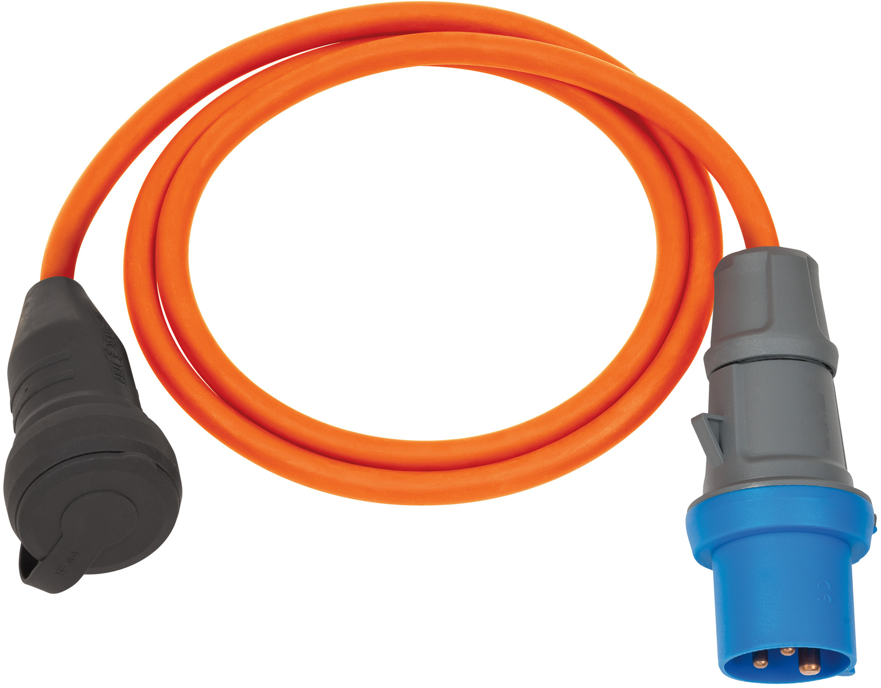 Camping-/Maritim Adapterkabel IP44 1,5m orange H07RN-F 3G2,5 Schutzkontakt-Kupplung, CEE-Stecker 230V/16A