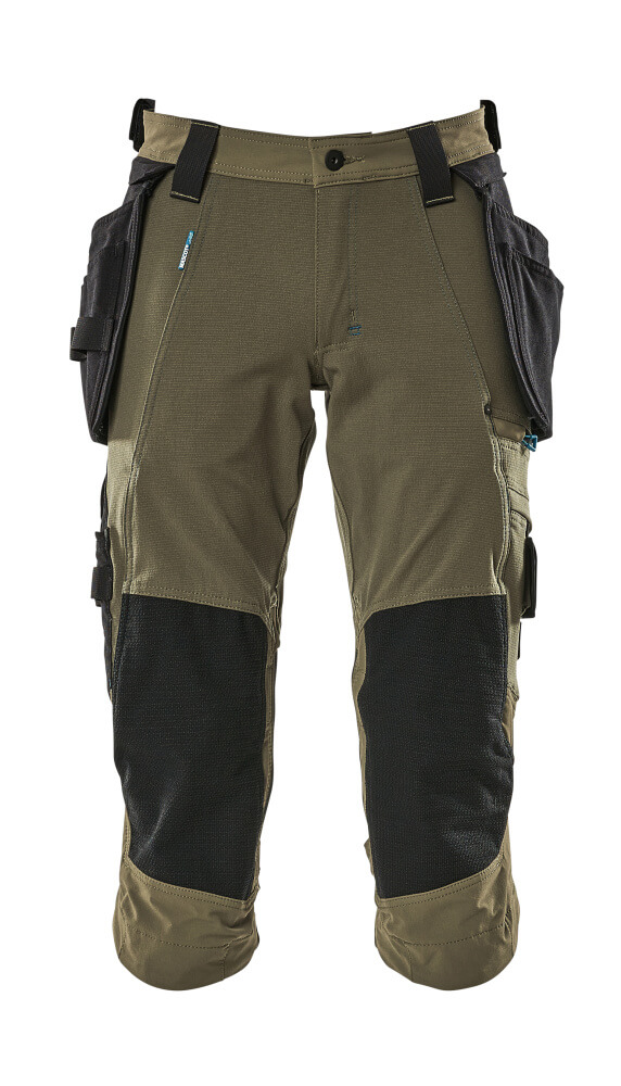 Dreiviertel-Hose, Hängetaschen, Stretch Dreiviertel-Hose Größe C42, moosgrün