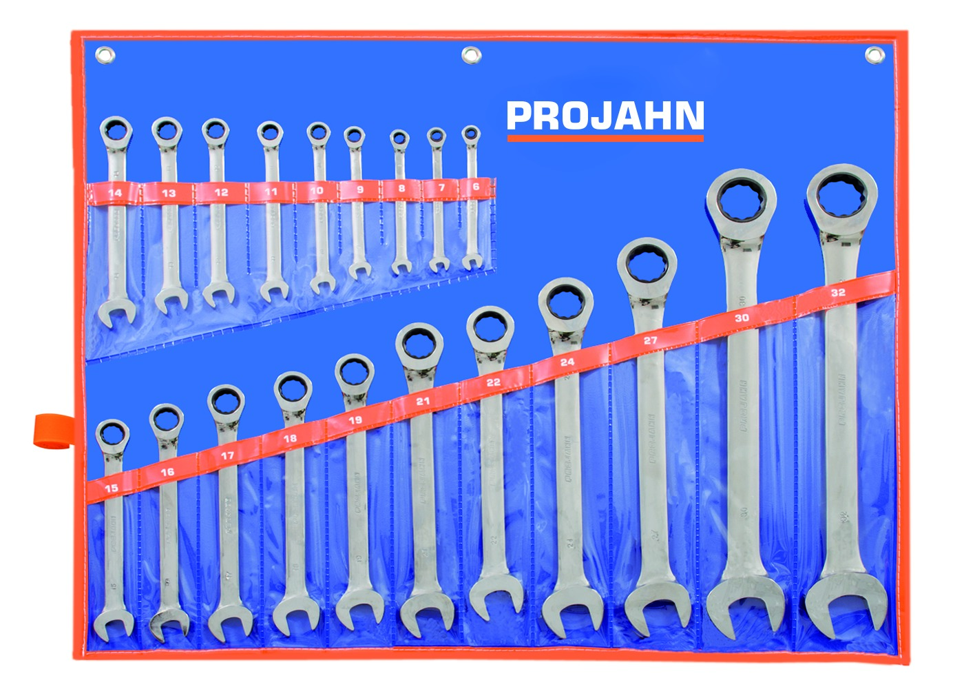 GearTech Schluessel Satz Rolltasche 20tlg, klassik 6 - 7 - 8 - 9 - 10 - 11 - 12 - 13 - 14 - 15 - 16 - 17 - 18 - 19 - 21 - 22 - 24 - 27 - 30 - 32 mm