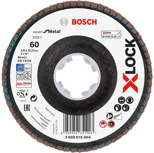 X-LOCK-Fächerschleifscheibe X551, Expert for Metal, K: 60, Scheibend.: 125 mm