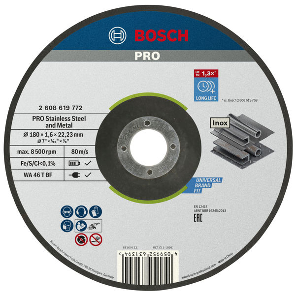 PRO Stainless Steel and Metal Trennscheibe, 180 x 1,6 x 22.23 mm, gekröpft