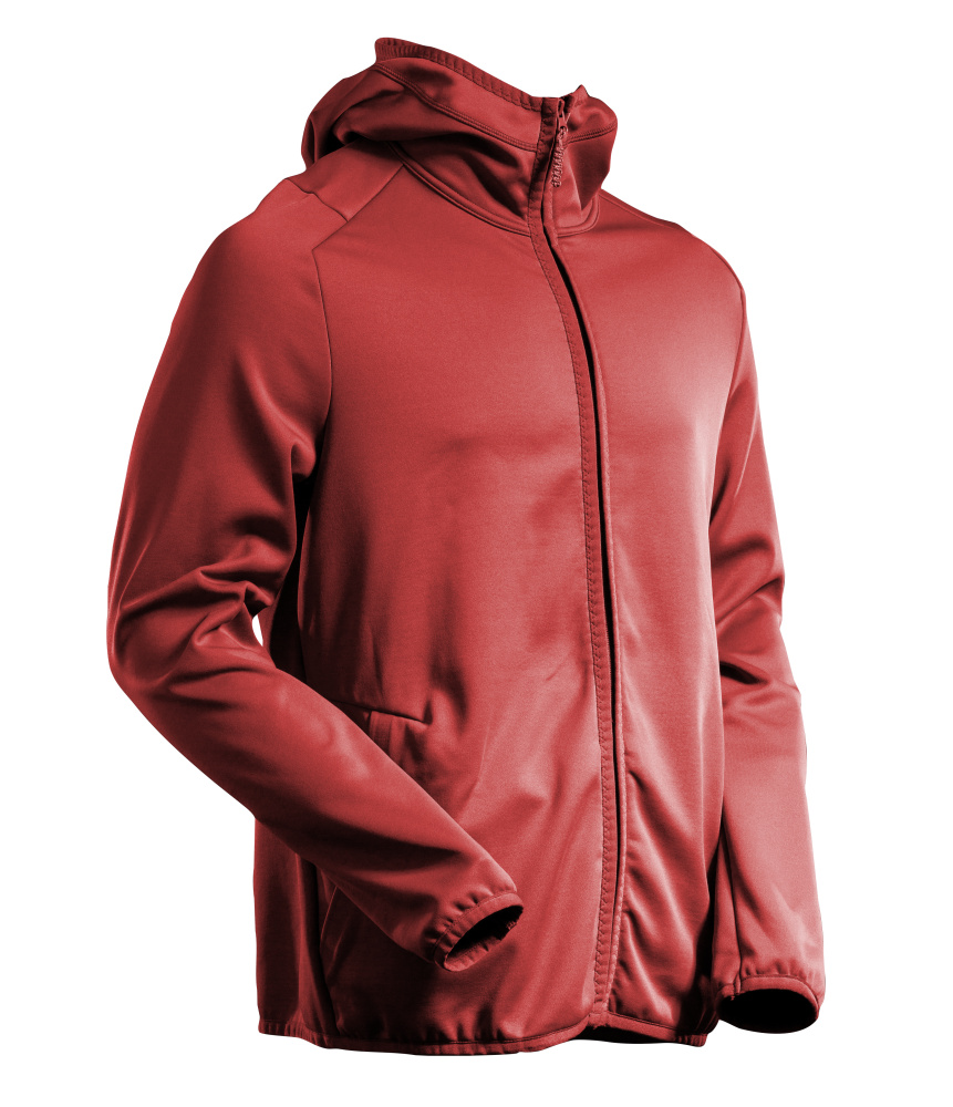 Fleecepullover, Kapuze, Reißverschluss Microfleecejacke Größe 2XL, Herbstrot