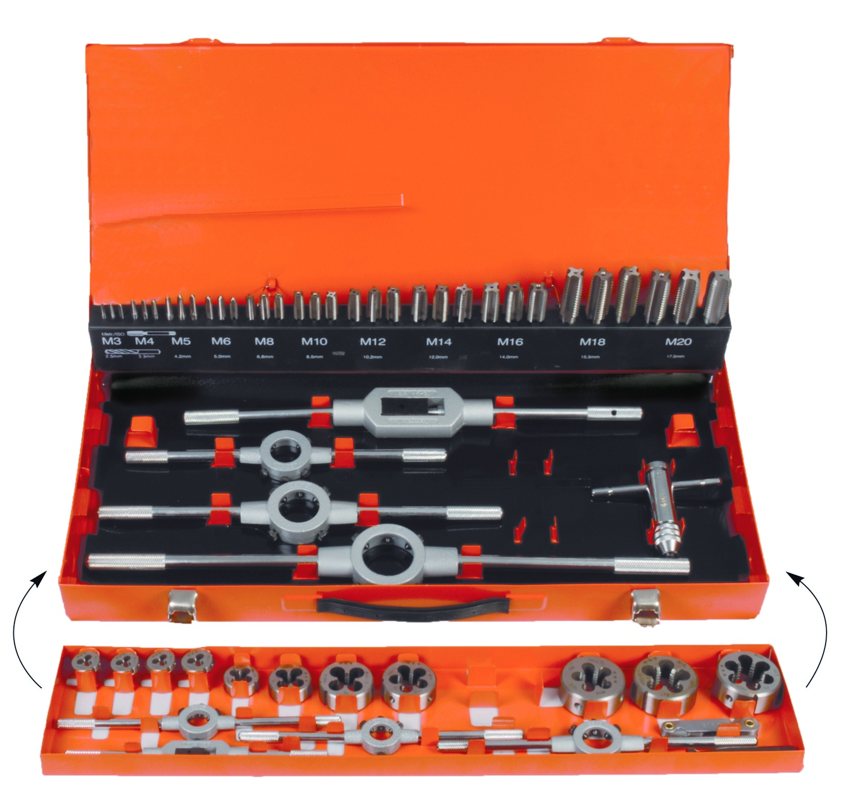 Gewinde Schneidzeug Satz HSS-G 55tlg M3-M20 im Metallkoffer