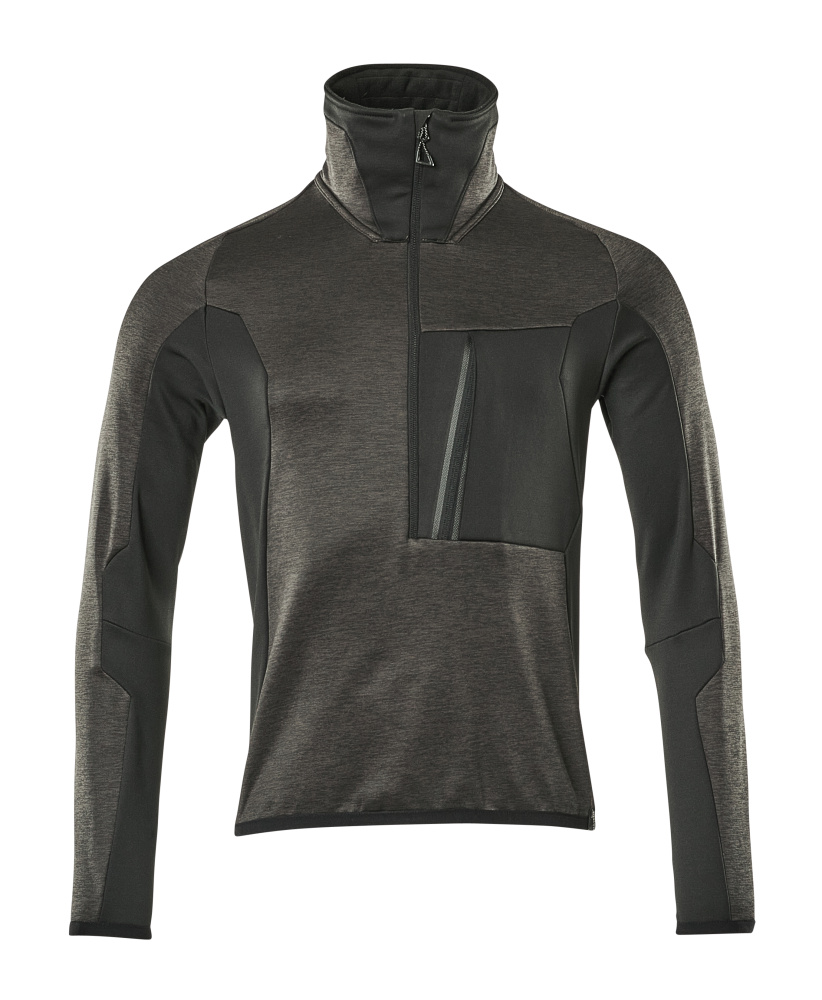 Fleecepullover mit kurzem Reißverschluss Microfleecejacke Größe 2XL, dunkelanthrazit/schwarz