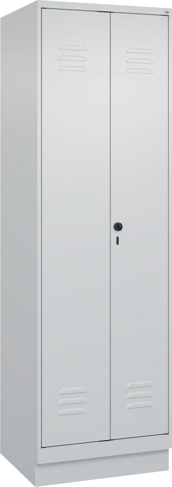 Raumpflege-Schr. CLASSIC B600xT500xH1950 mm RAL 7035/7035, 2 Abteile mit 100 mm hohem Sockel