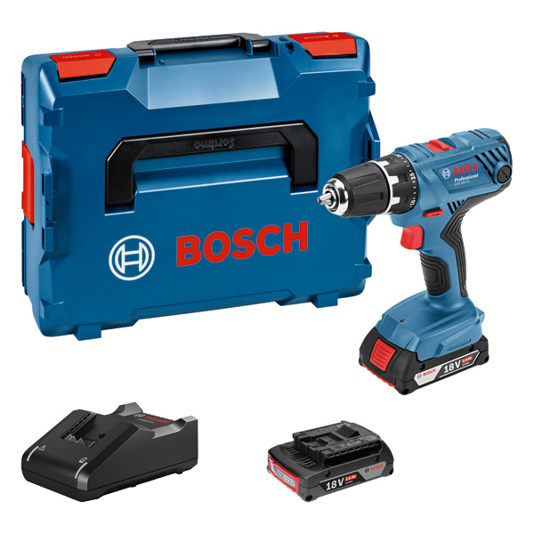 Akku-Bohrschrauber GSR 18V-21, 2 x Akku GBA 18V 2.0Ah in L-BOXX