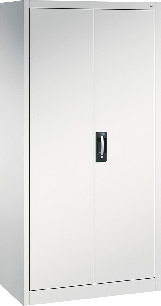 Flügeltürenschrank B1200xT400xH1950 mm RAL 7035, 4 Fachböden Tragkraft 70kg CP