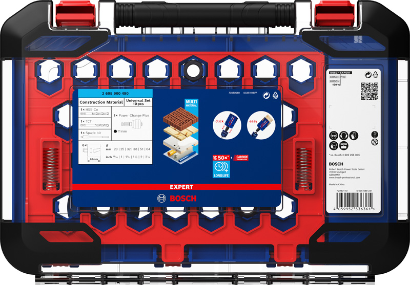 EXPERT Construction Material Lochsäge-Set 20/25/32/38/51/64 mm, 10-tlg.