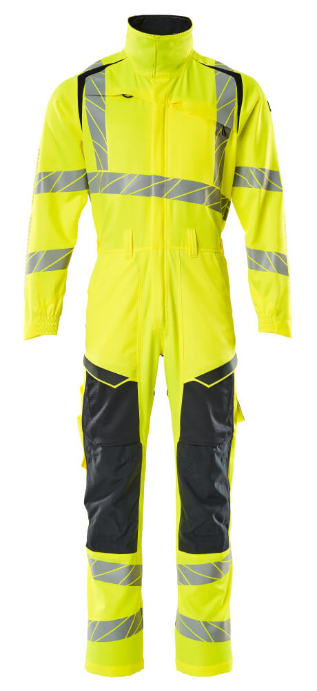 Overall, Knietaschen, Stretch-Einsätze Kombination Größe 2XL, hi-vis gelb/schwarzblau