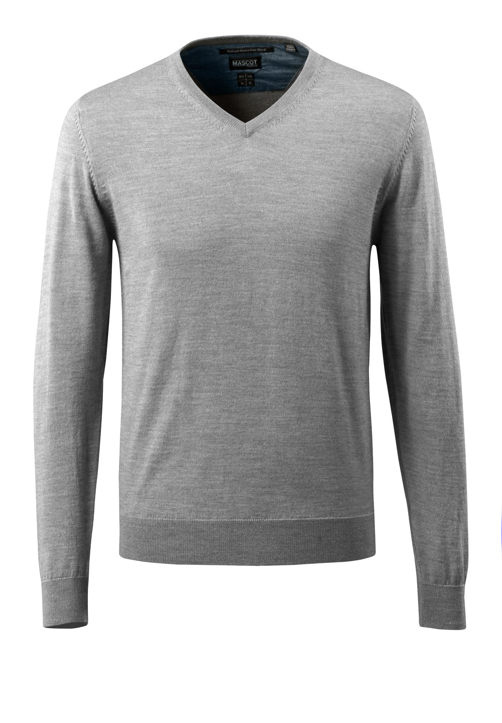 Strickpullover V-Ausschnitt, Merinowolle Strickpullover Größe 2XL, grau-meliert