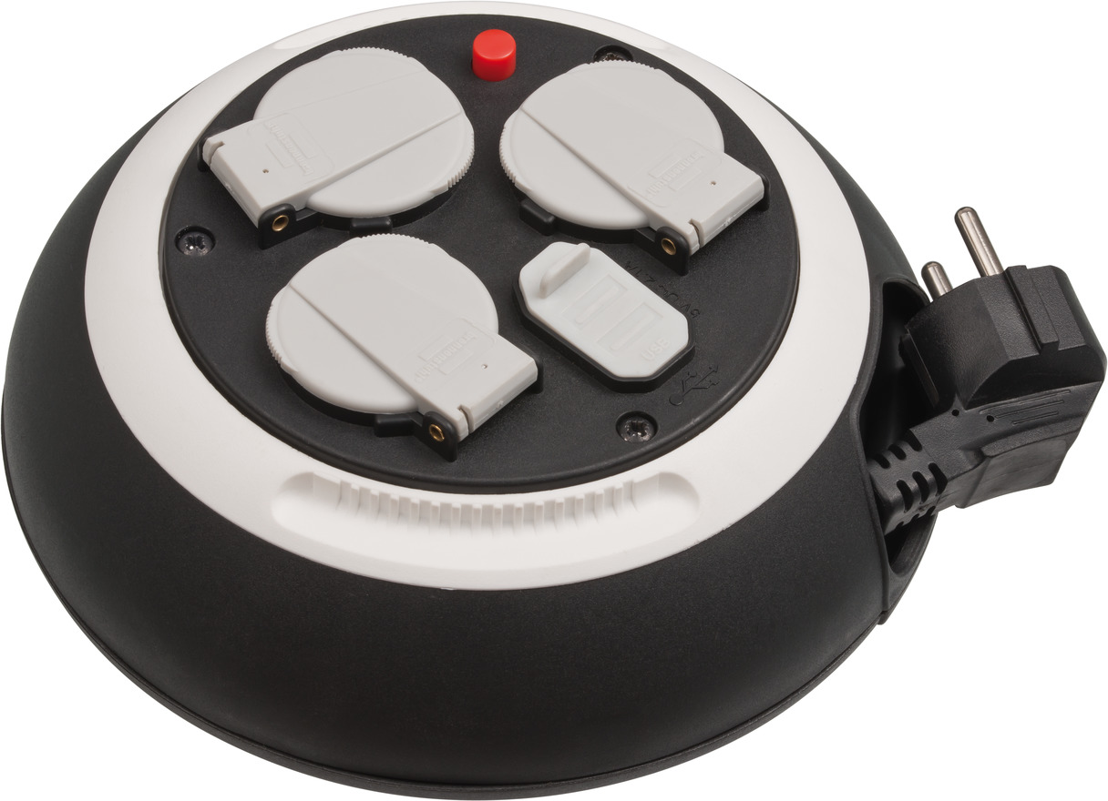 Comfort-Line CL-S Kabelbox mit USB-Ladefunktion schwarz/weiß 3m H05VV-F 3G1,5