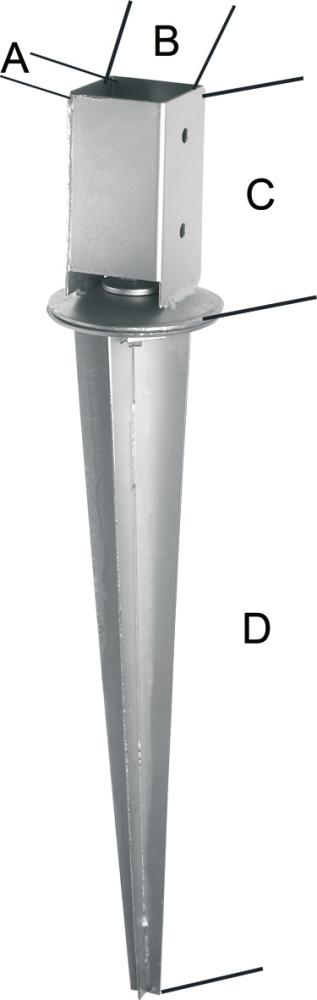 Einschlagbodenhülse tzn 71 verstellbar E-NORMpro