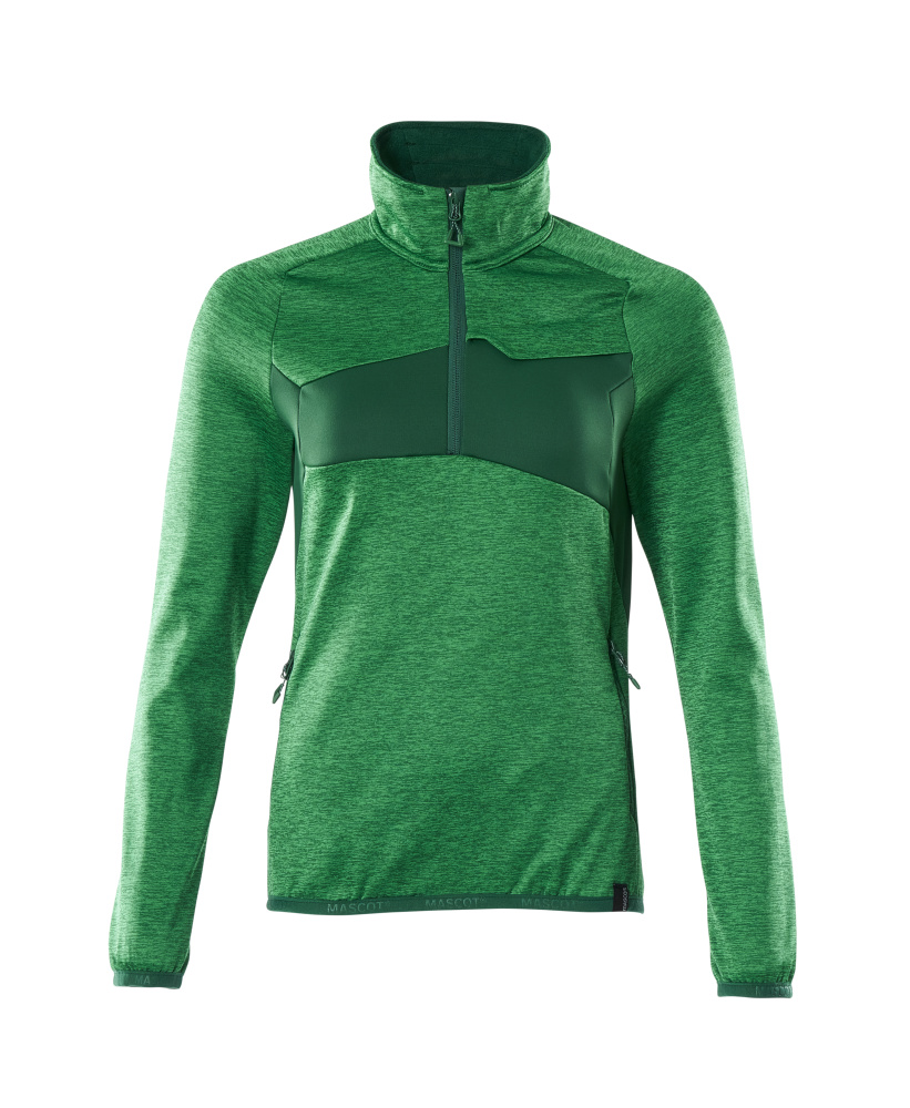Fleecepullover mit kurzem Zipper, Damen Microfleecejacke Größe 2XL, grasgrün/grün